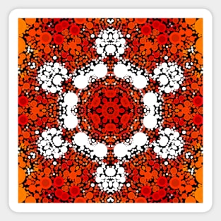 Dot Mandala Flower Orange White and Red Sticker